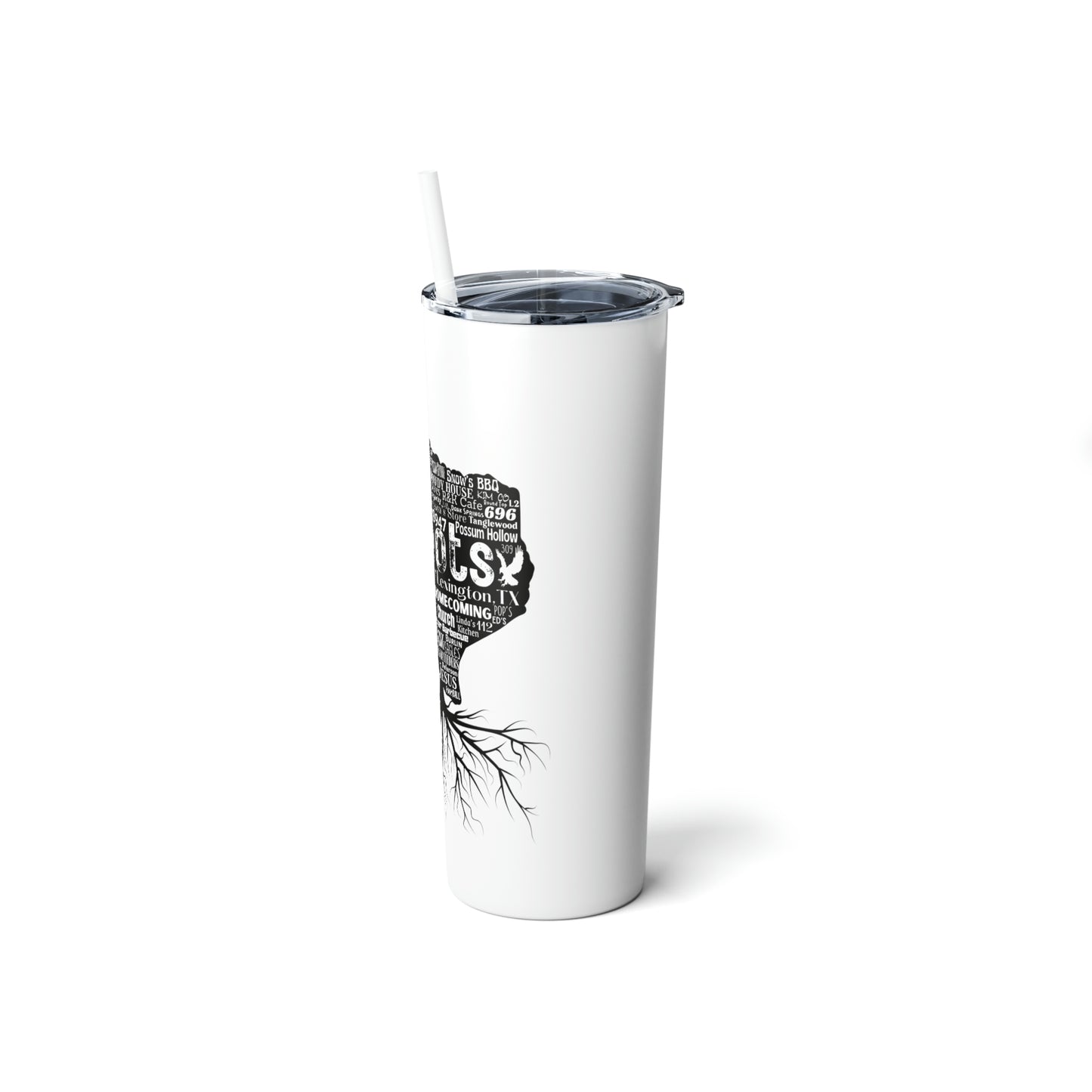 Lexington Roots Skinny Steel Tumbler with Straw, 20oz