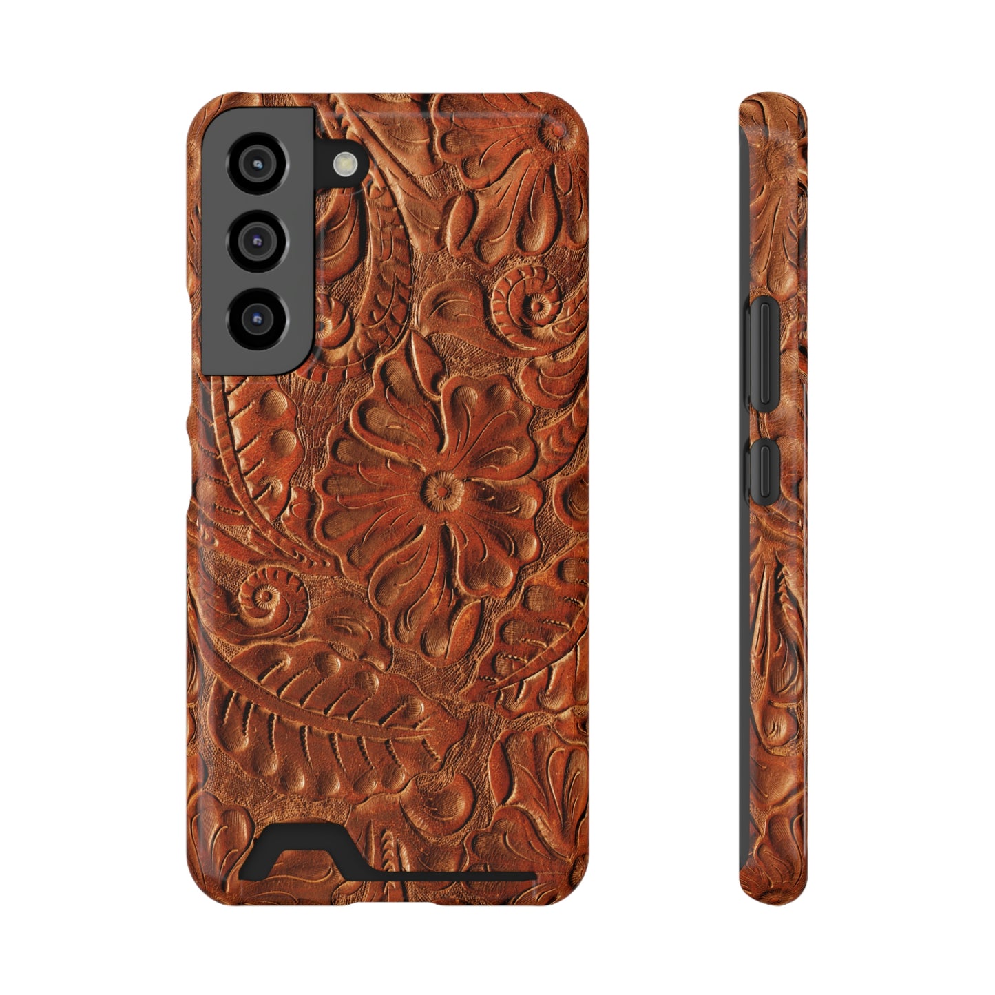 Flower Tooled Print Phone Case With Card Holder