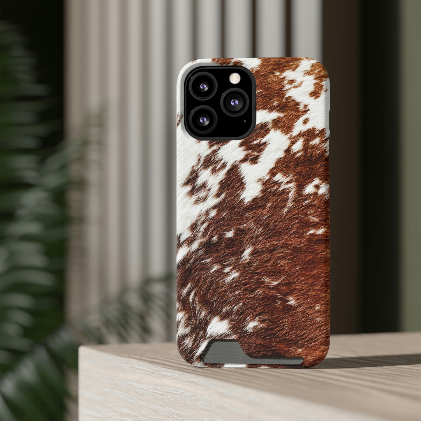 Cowhide Phone Case With Card Holder