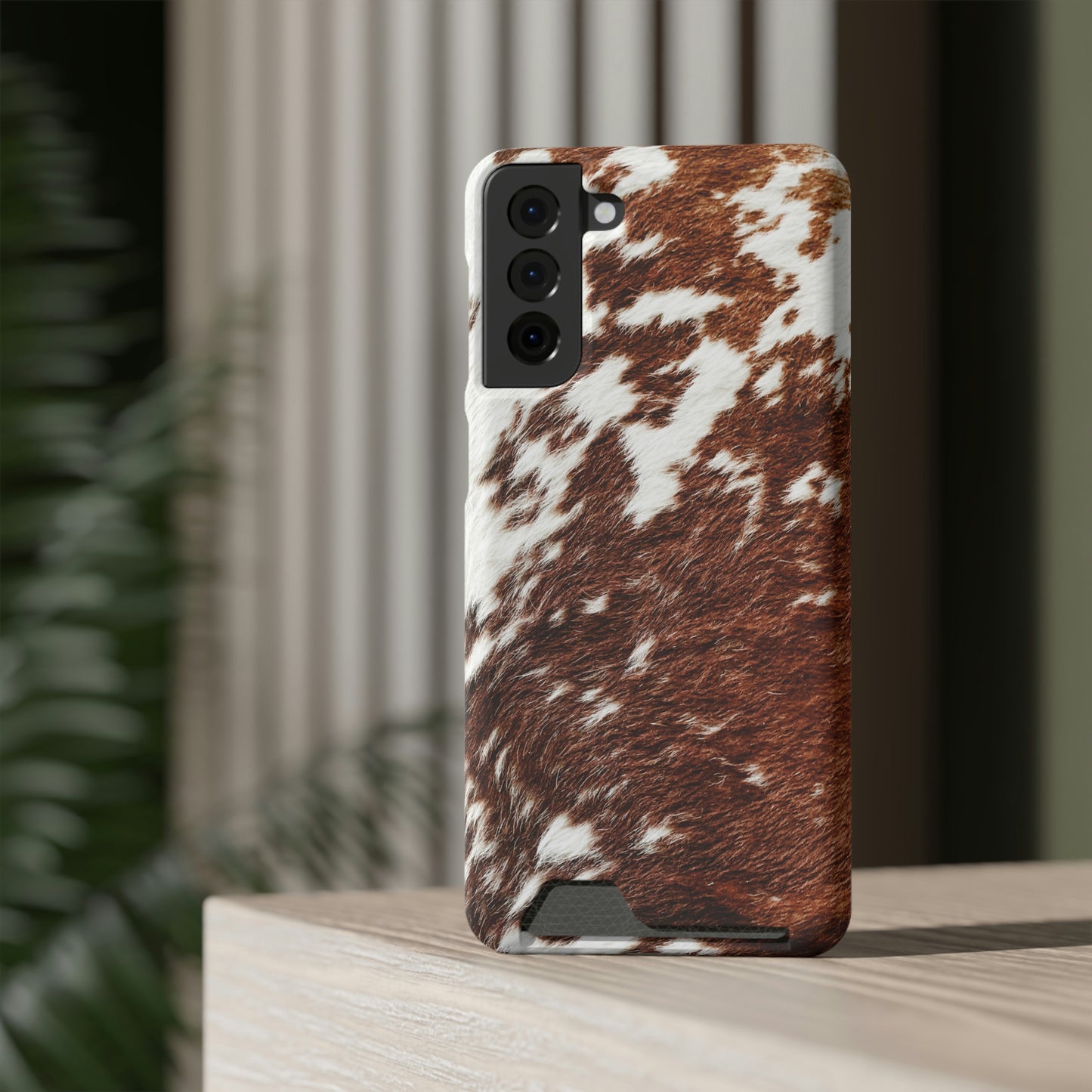 Cowhide Phone Case With Card Holder