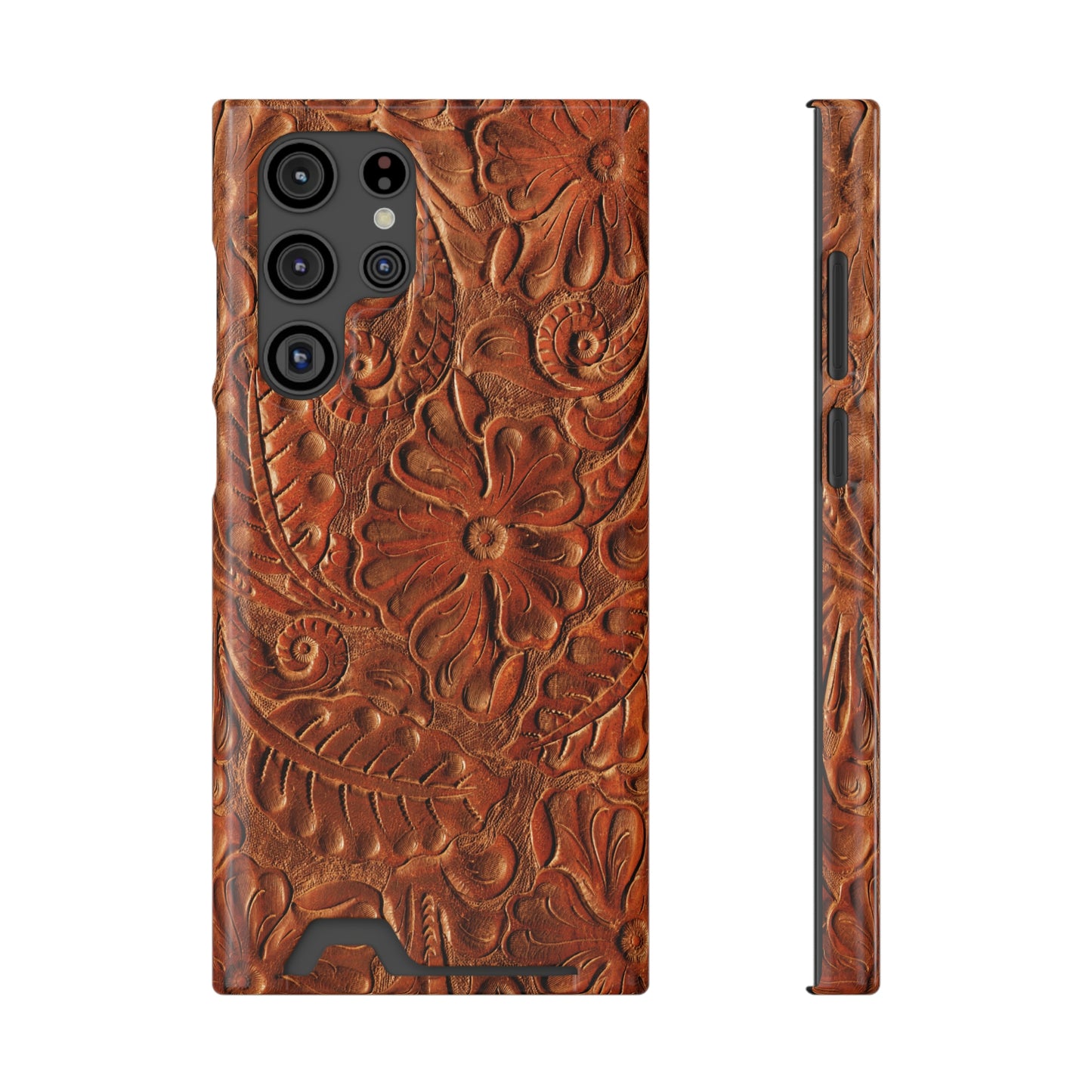 Flower Tooled Print Phone Case With Card Holder