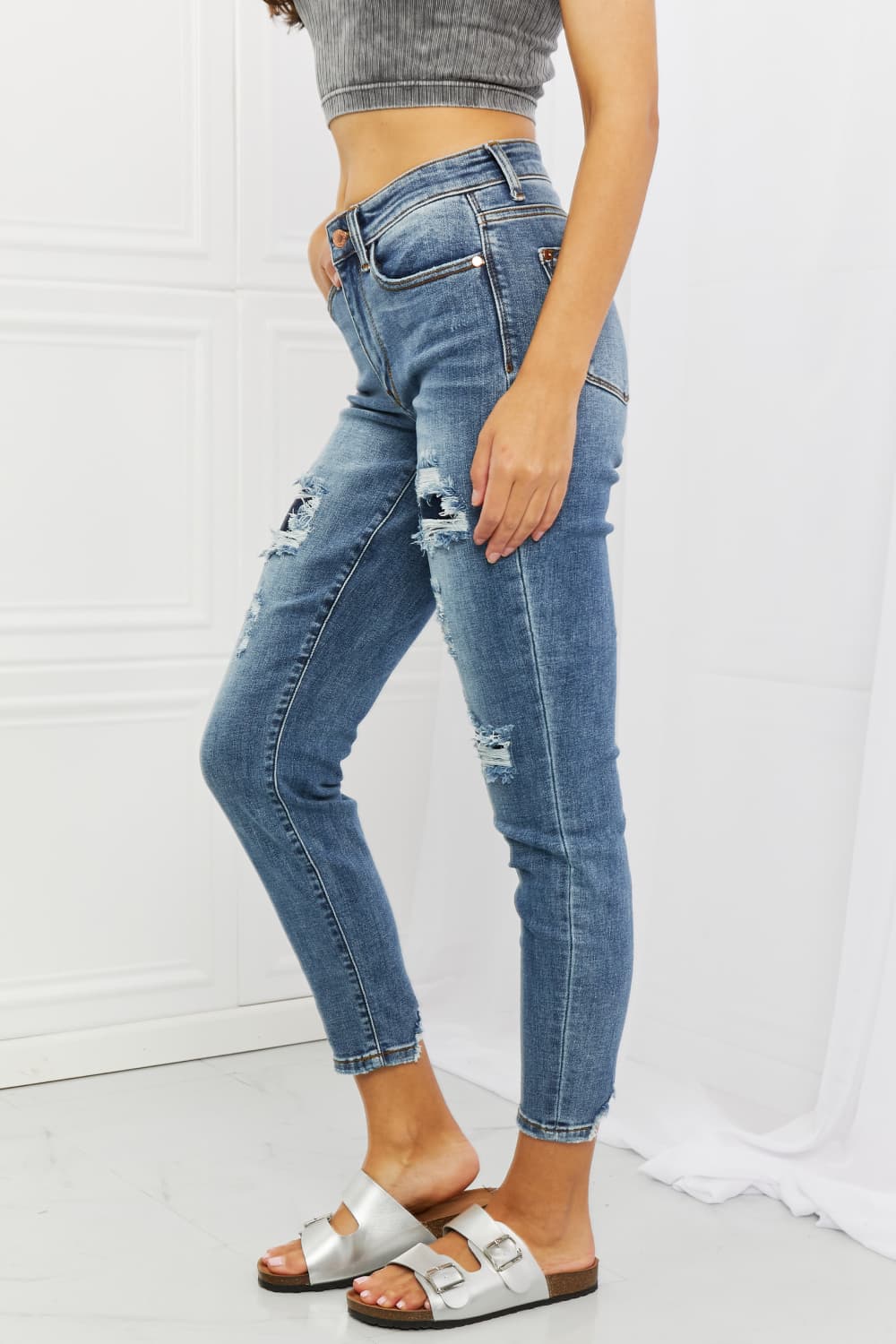 Judy Blue Dahlia Full Size Distressed Patch Jeans