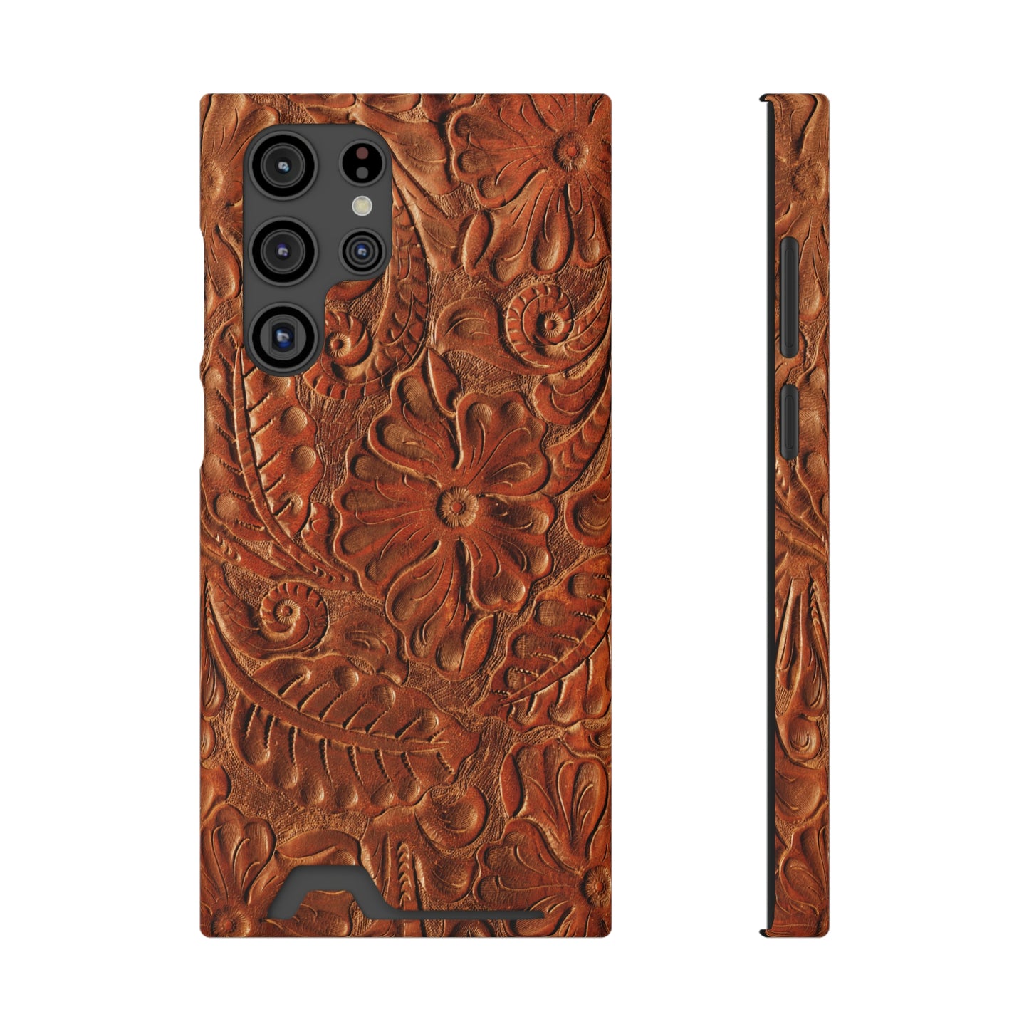 Flower Tooled Print Phone Case With Card Holder