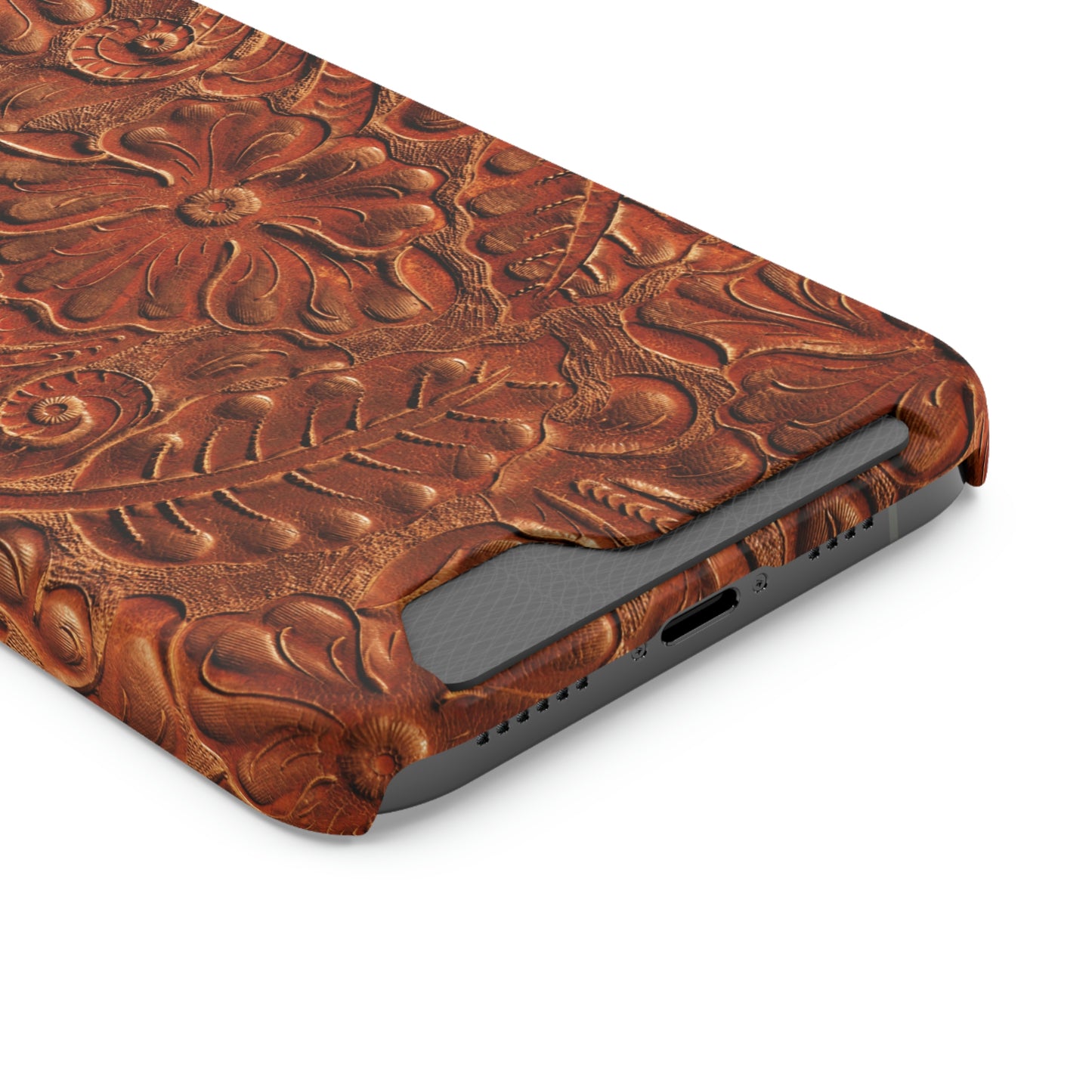 Flower Tooled Print Phone Case With Card Holder