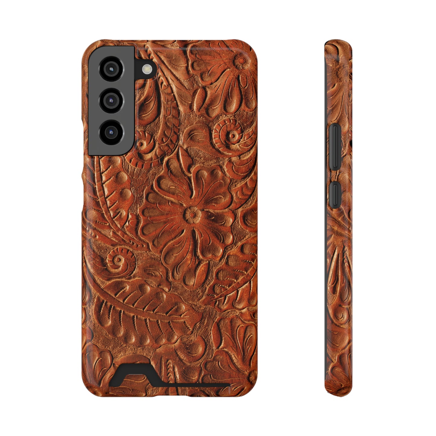 Flower Tooled Print Phone Case With Card Holder