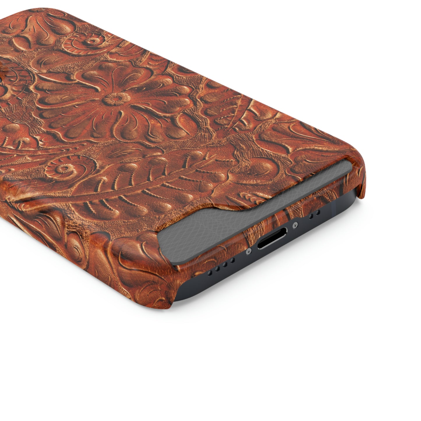 Flower Tooled Print Phone Case With Card Holder