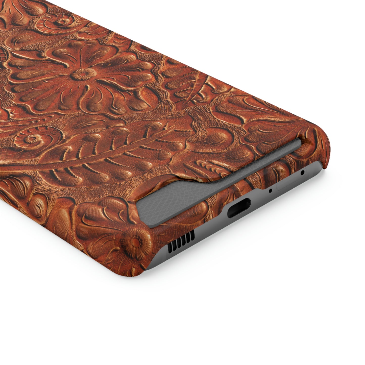 Flower Tooled Print Phone Case With Card Holder