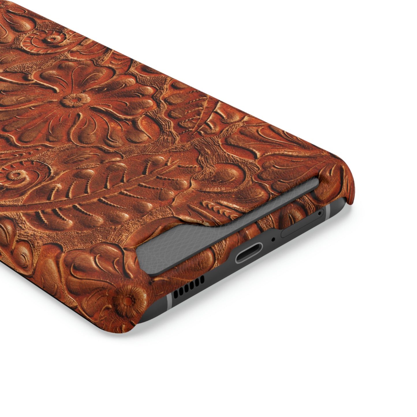 Flower Tooled Print Phone Case With Card Holder