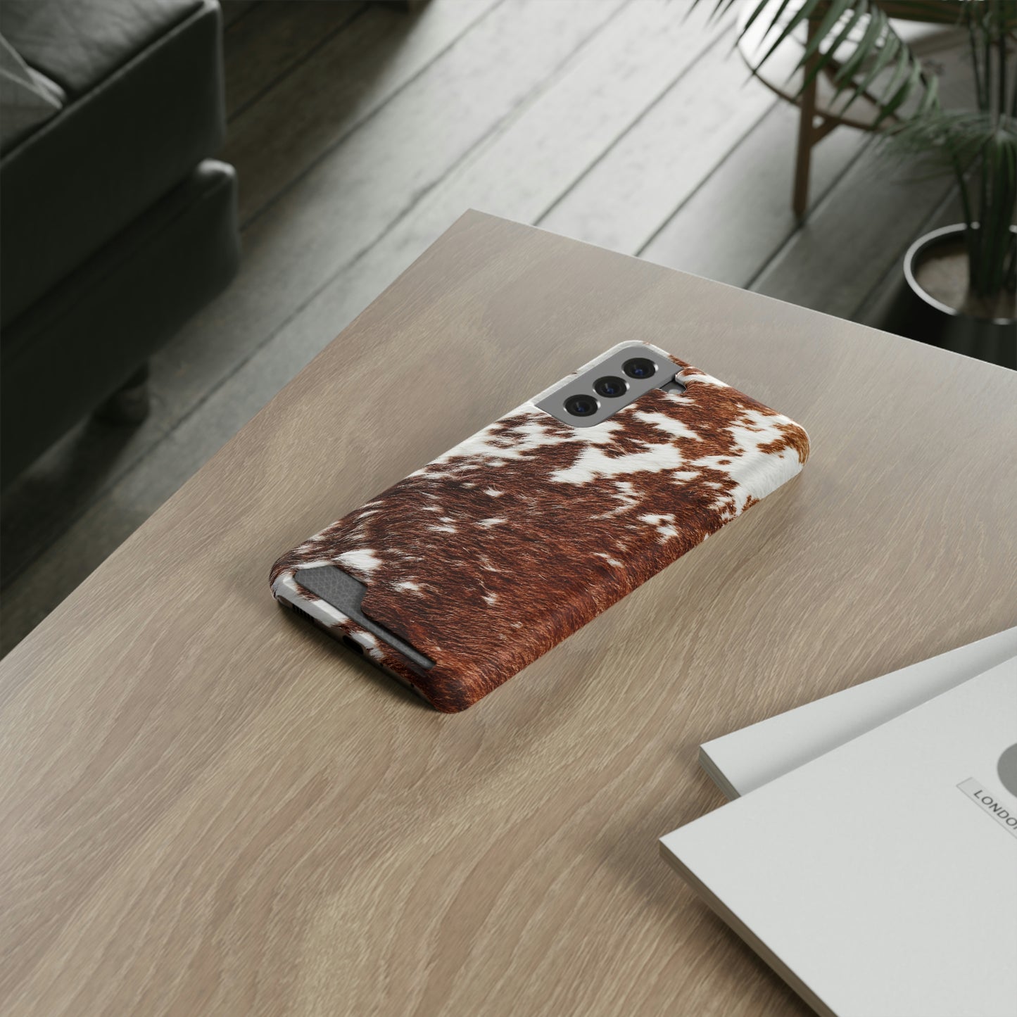 Cowhide Phone Case With Card Holder