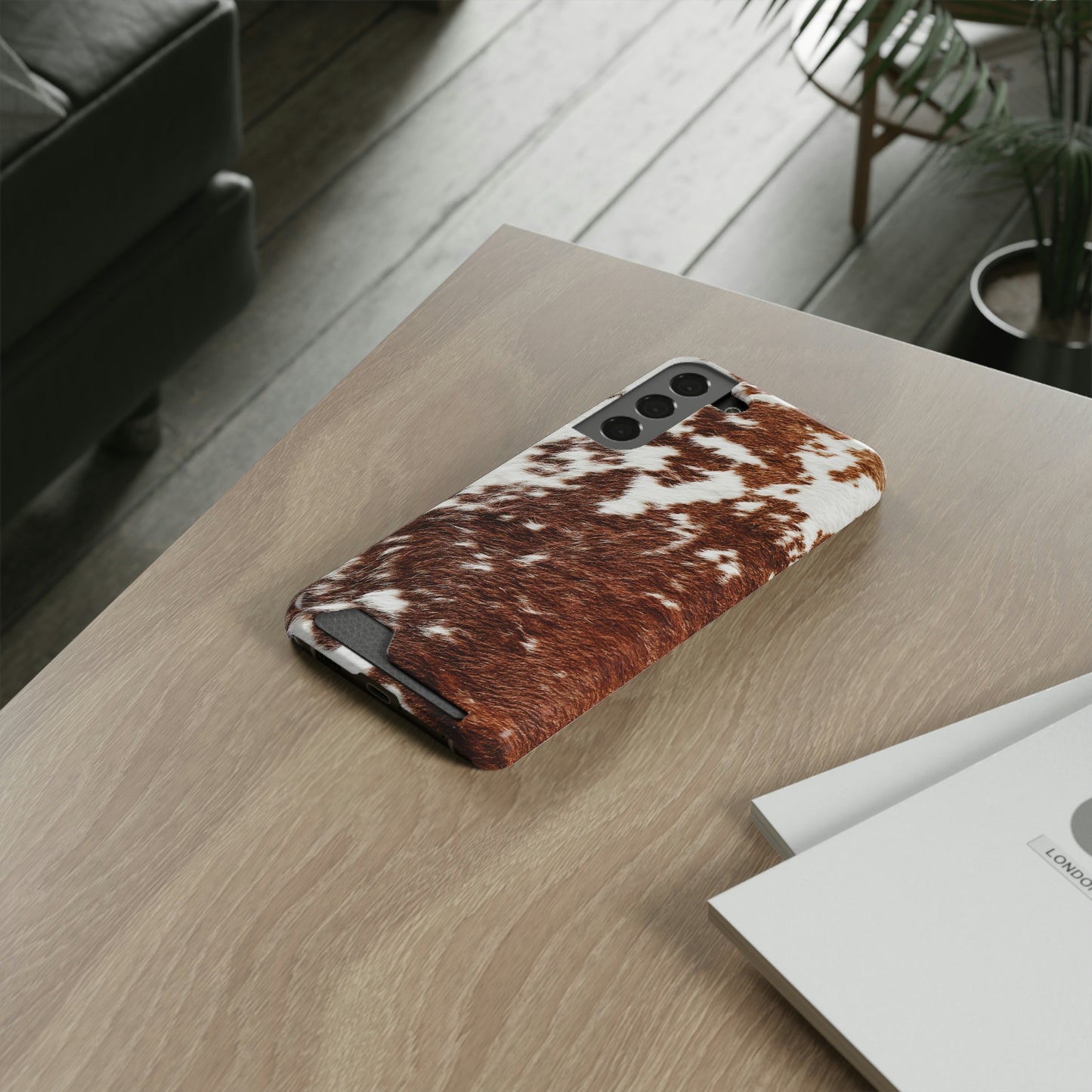 Cowhide Phone Case With Card Holder