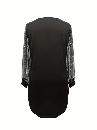 Sequin V-Neck Long Sleeve Dress