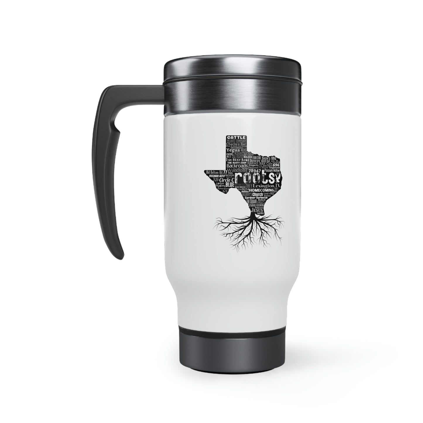 Lexington Roots Stainless Steel Travel Mug with Handle, 14oz