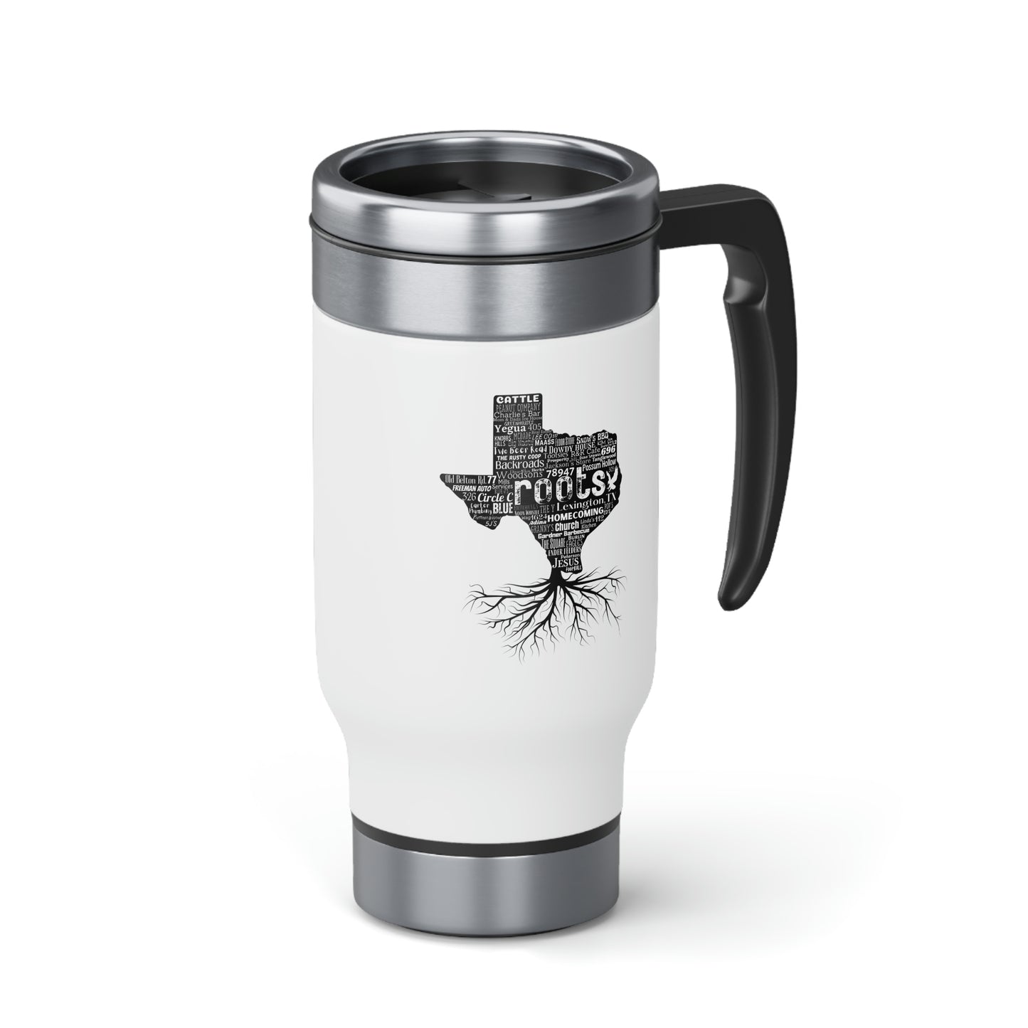 Lexington Roots Stainless Steel Travel Mug with Handle, 14oz