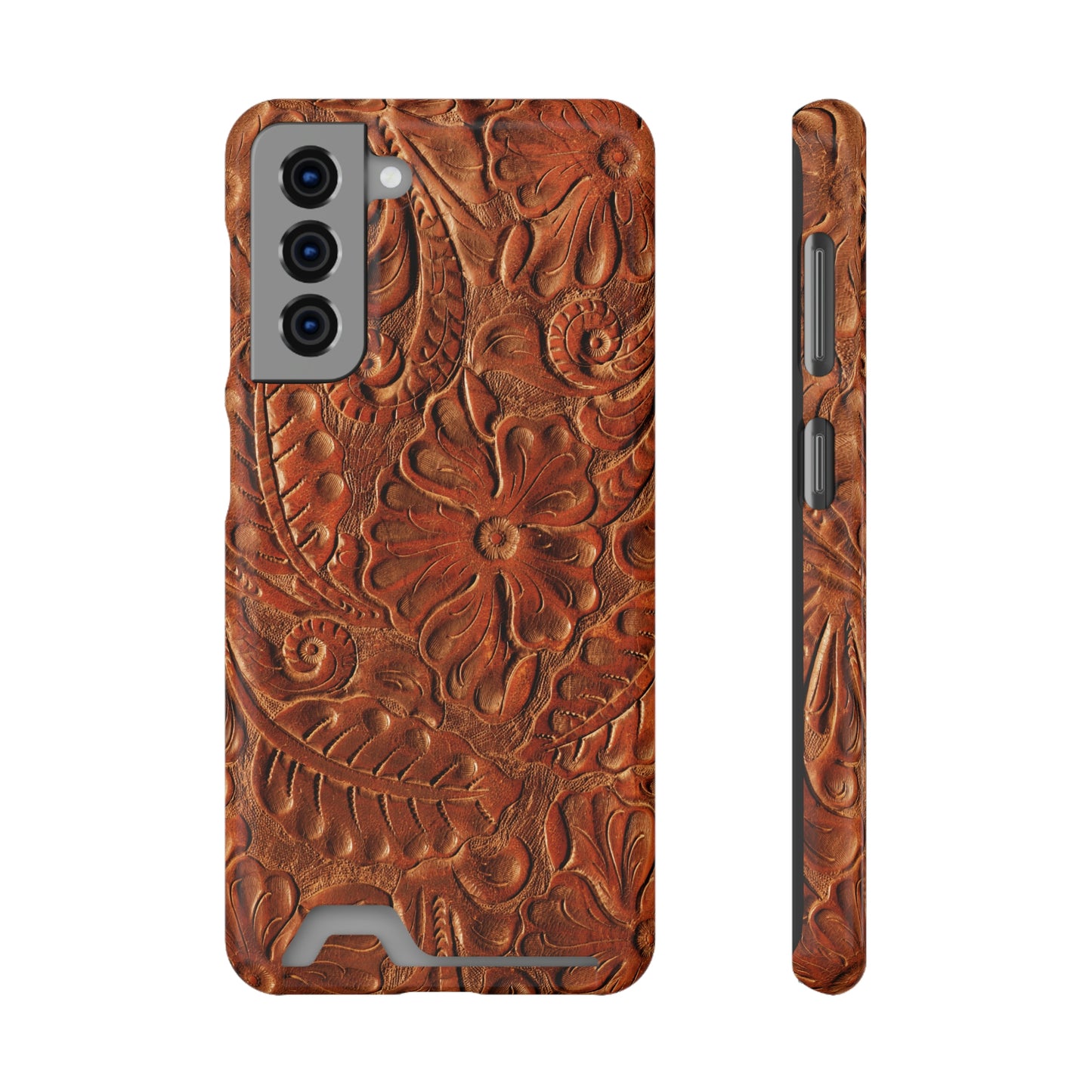 Flower Tooled Print Phone Case With Card Holder