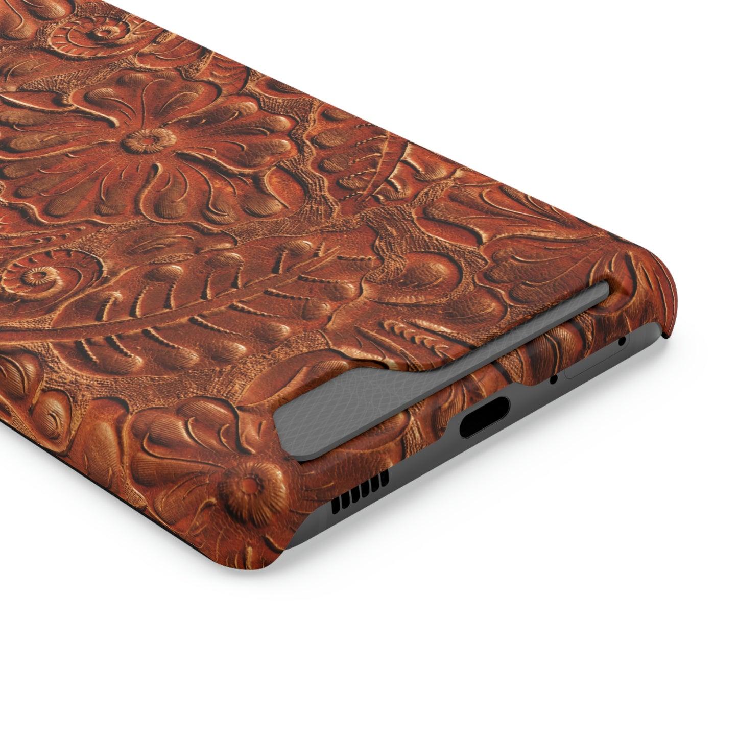 Flower Tooled Print Phone Case With Card Holder