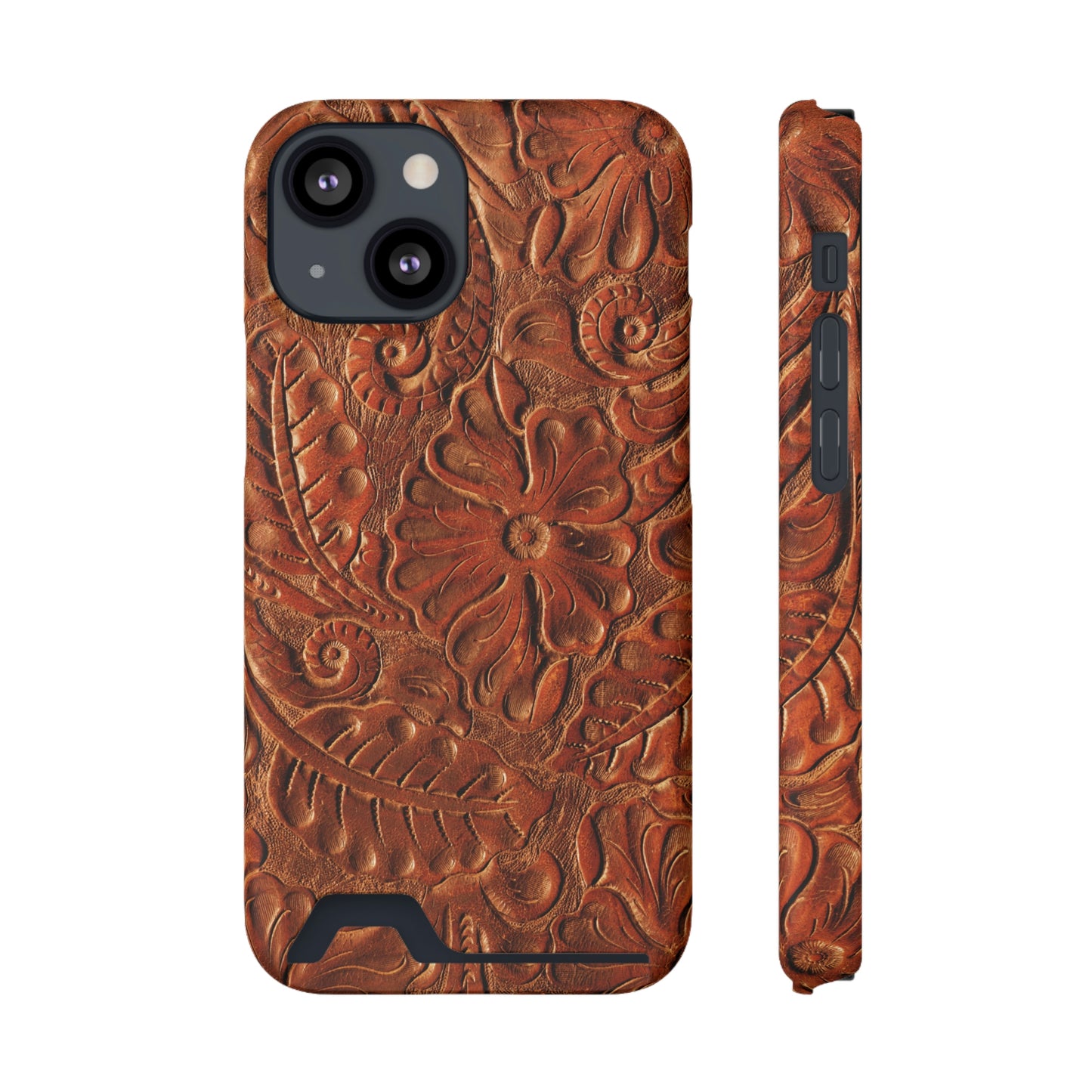 Flower Tooled Print Phone Case With Card Holder