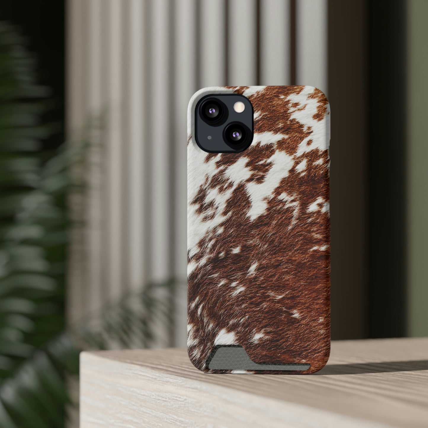 Cowhide Phone Case With Card Holder