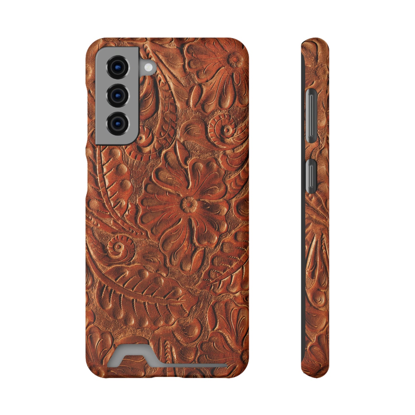 Flower Tooled Print Phone Case With Card Holder