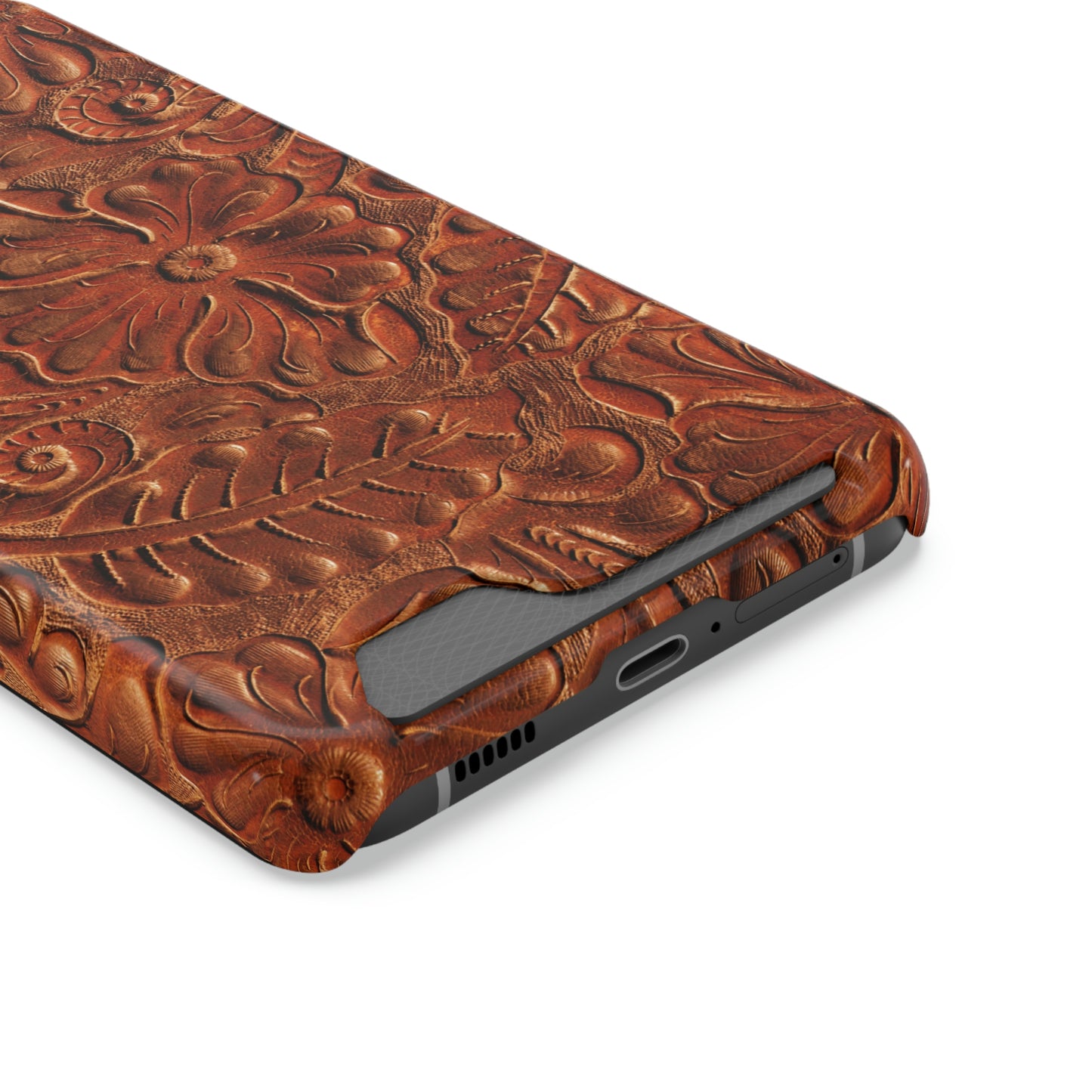 Flower Tooled Print Phone Case With Card Holder