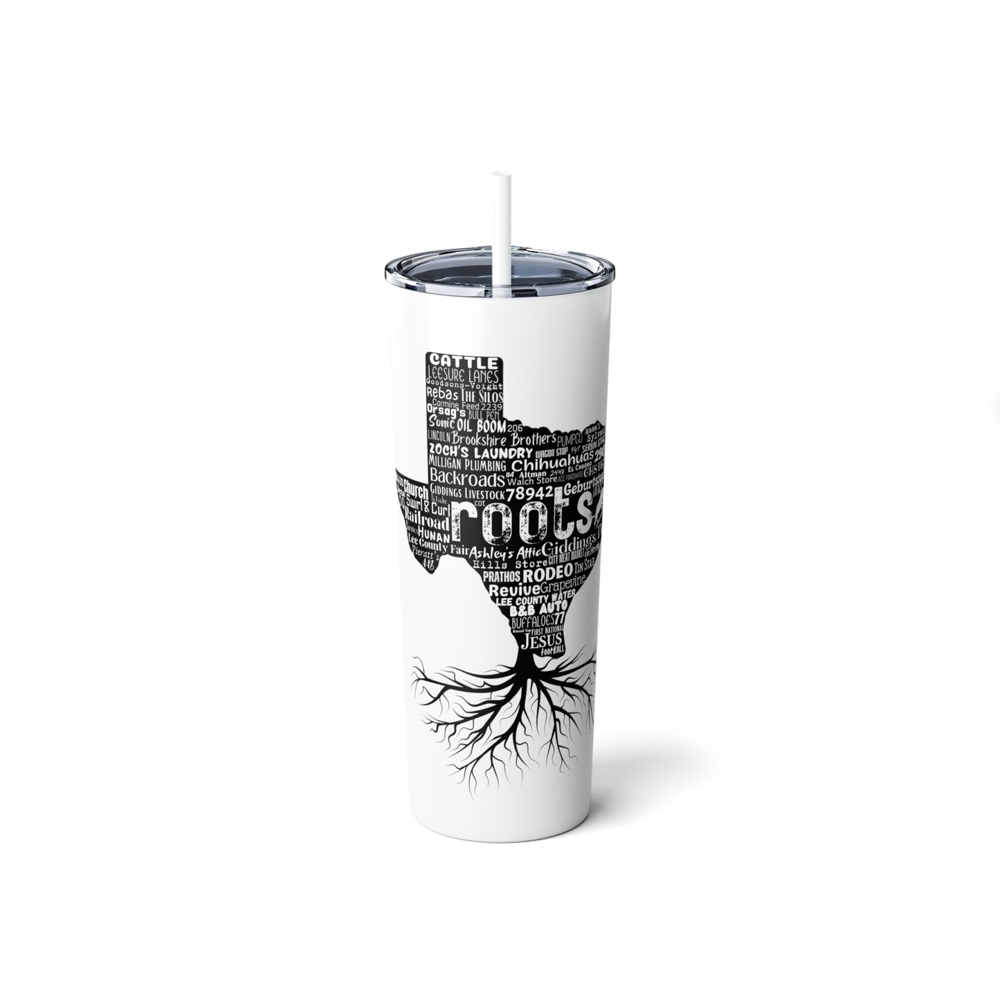 Giddings Roots Skinny Steel Tumbler with Straw, 20oz