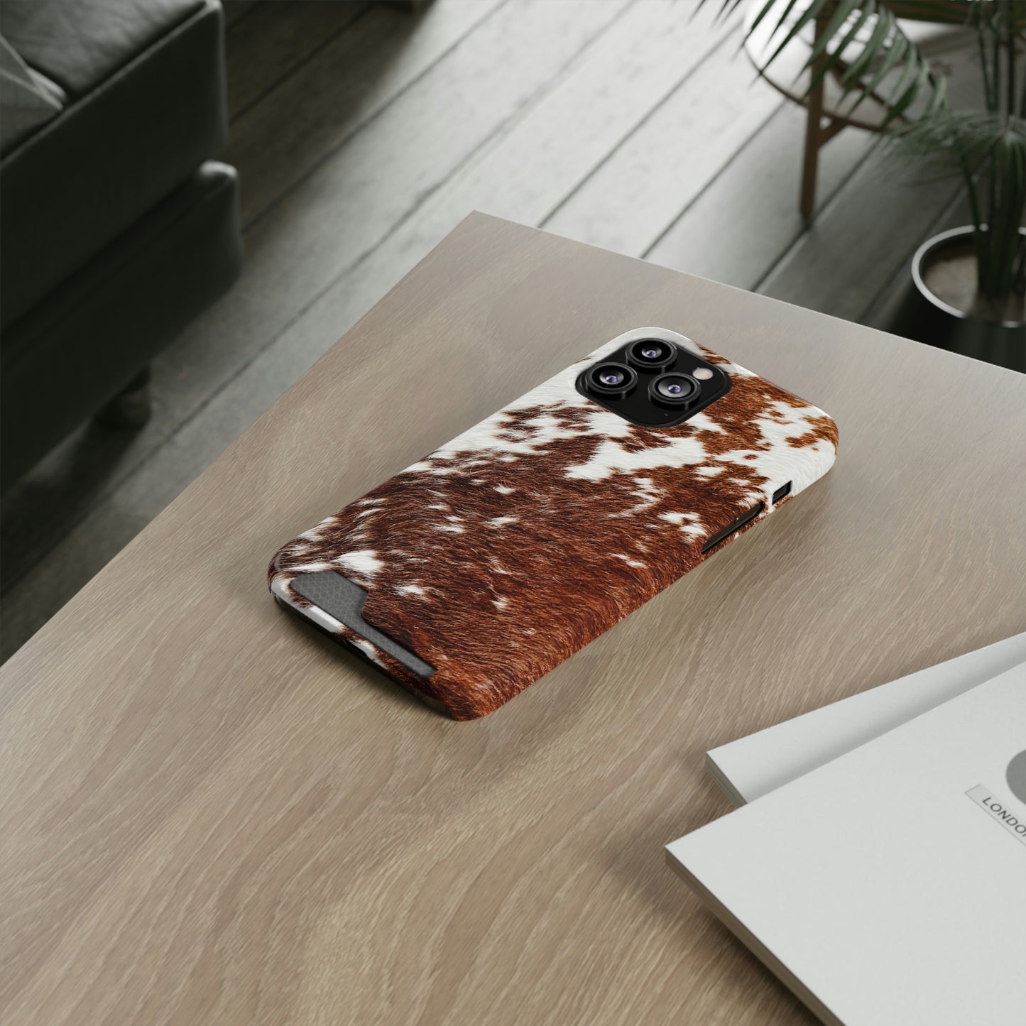 Cowhide Phone Case With Card Holder