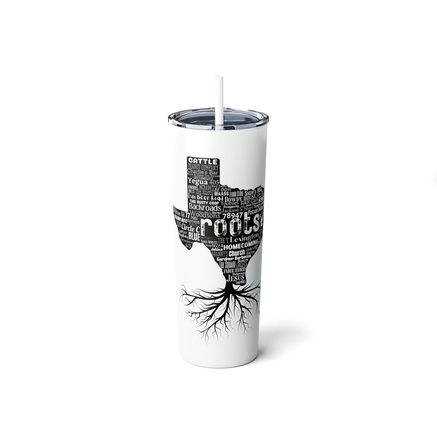 Lexington Roots Skinny Steel Tumbler with Straw, 20oz