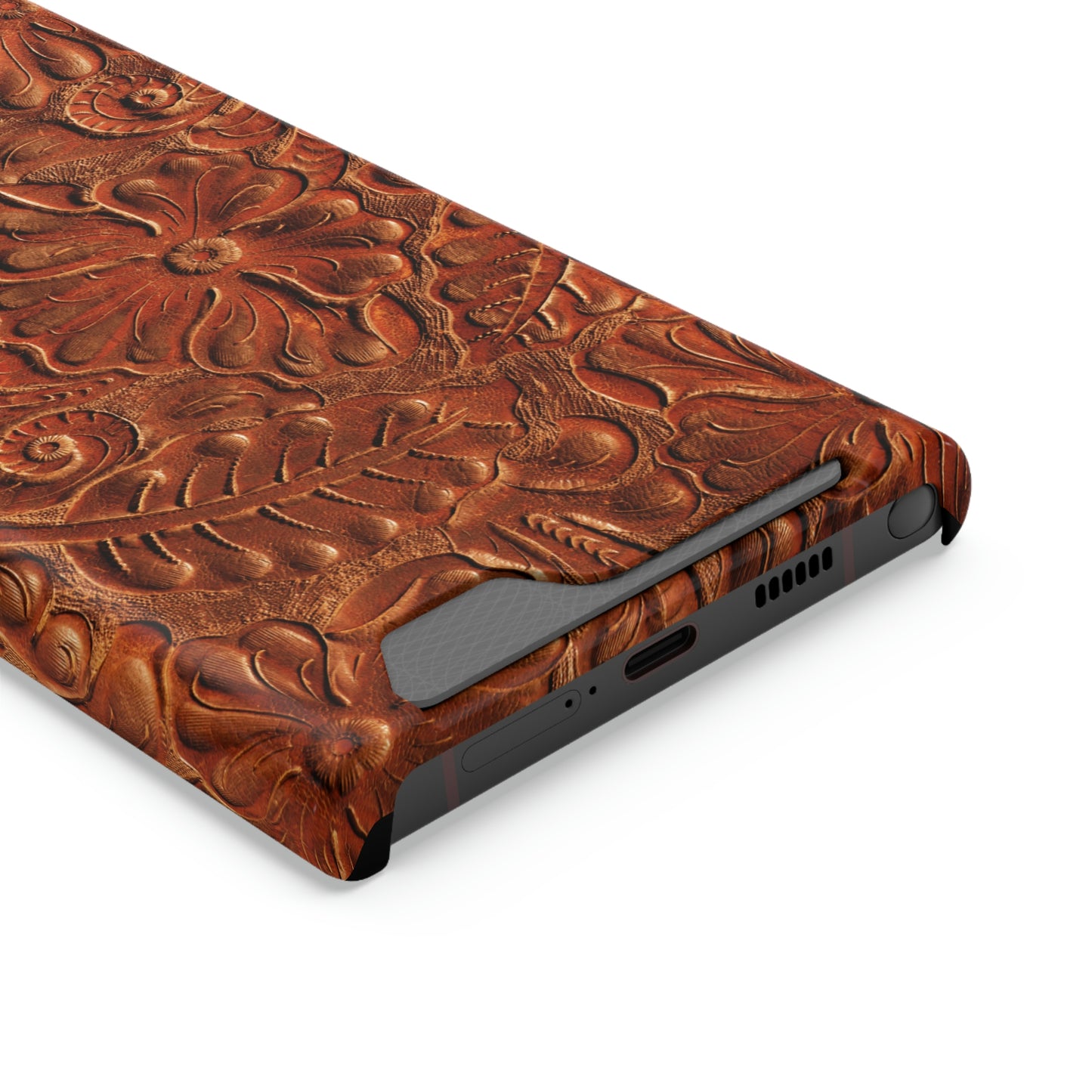 Flower Tooled Print Phone Case With Card Holder