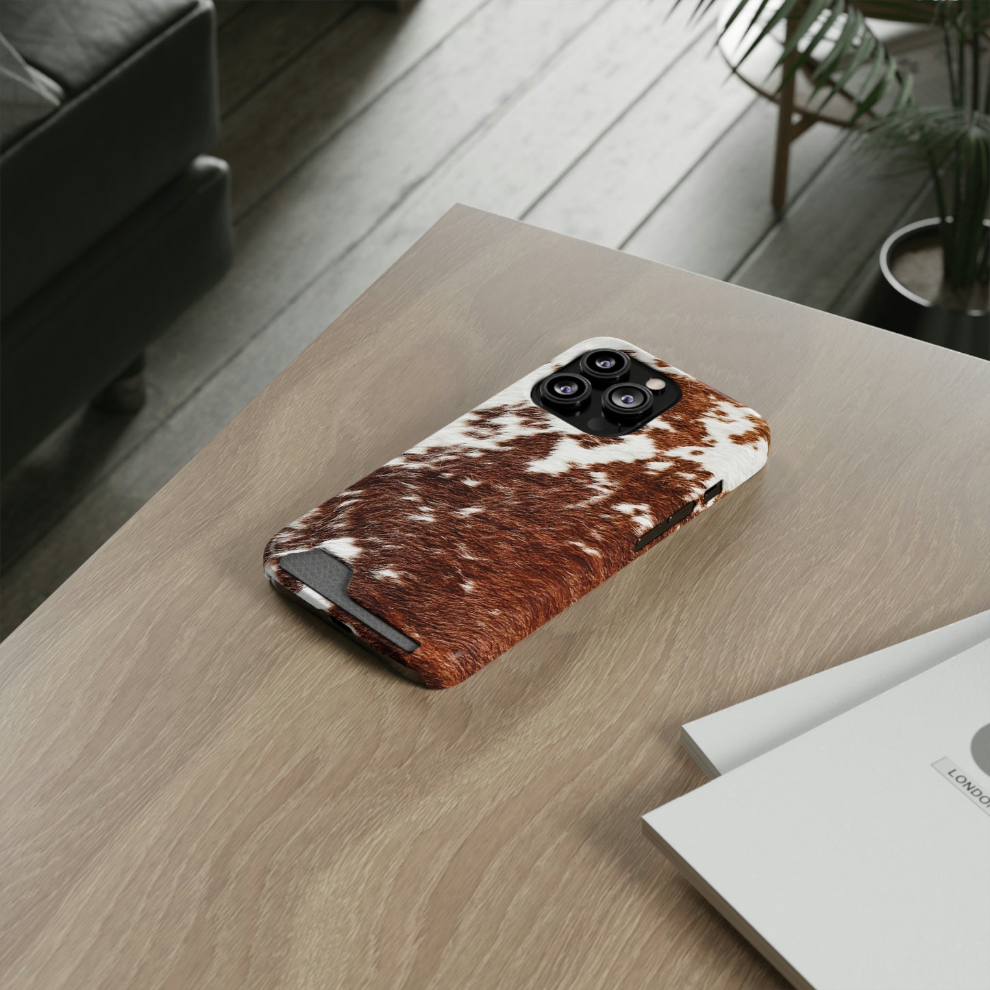 Cowhide Phone Case With Card Holder