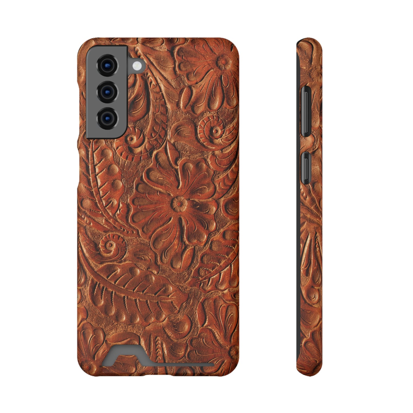 Flower Tooled Print Phone Case With Card Holder