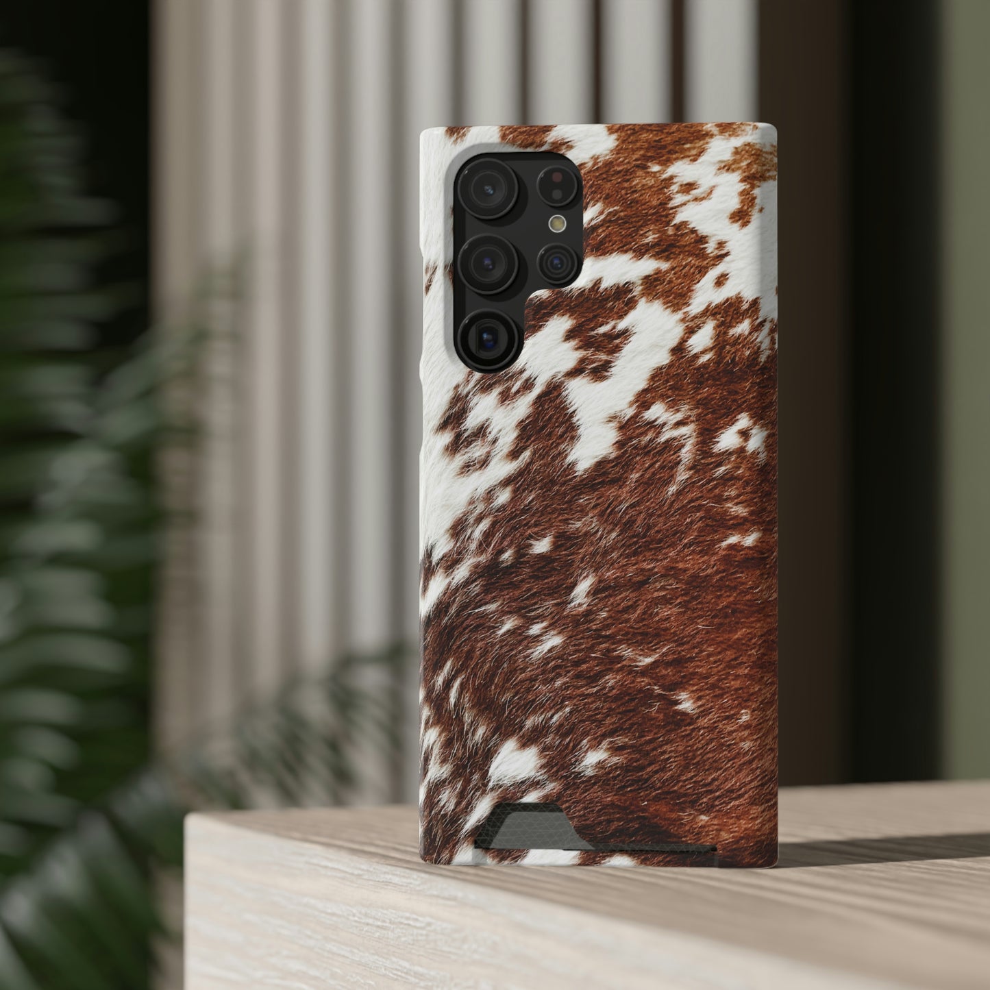 Cowhide Phone Case With Card Holder