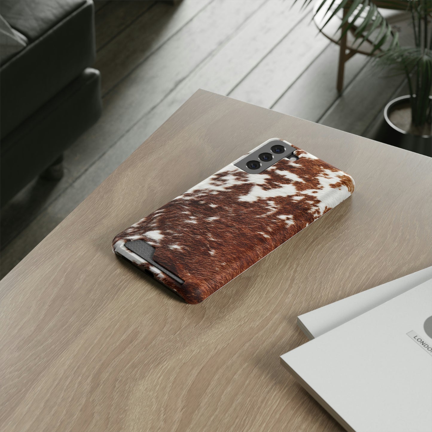 Cowhide Phone Case With Card Holder