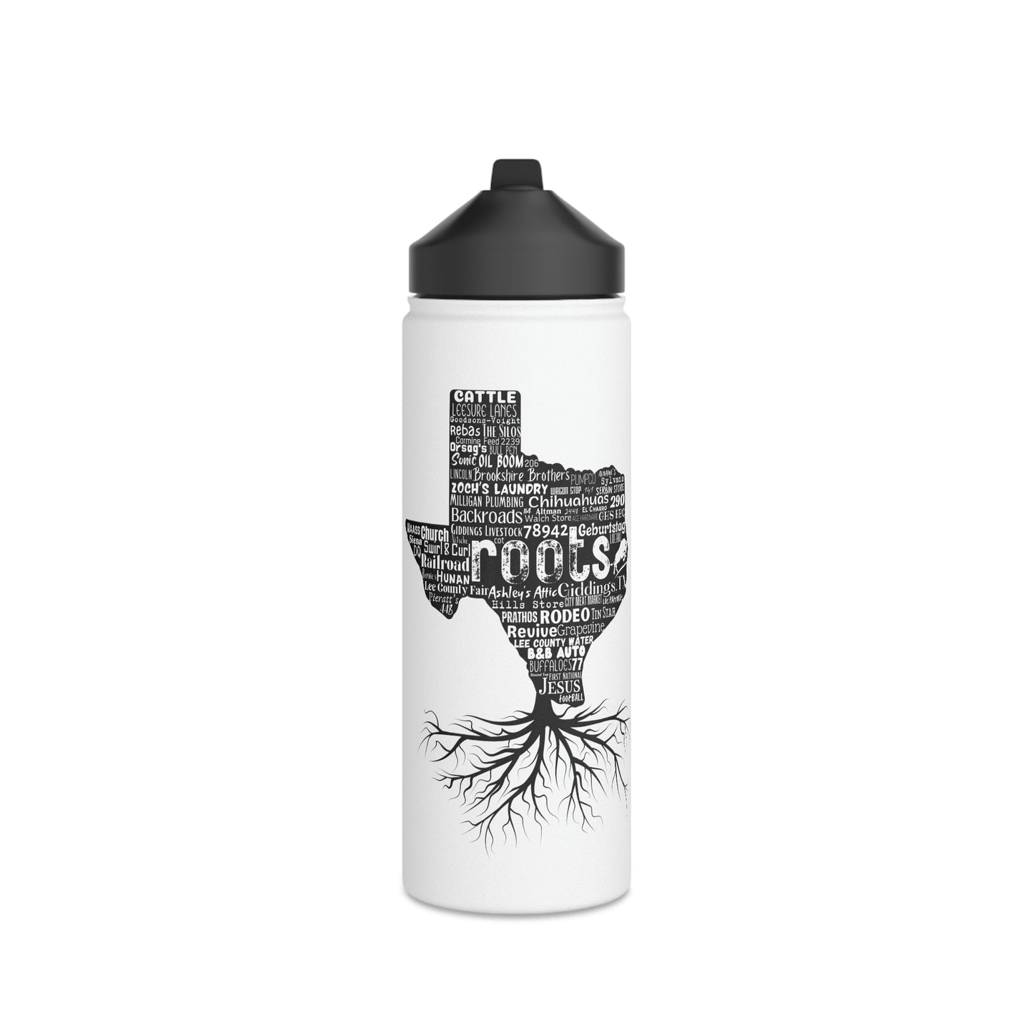 Giddings Roots Stainless Steel Water Bottle, Standard Lid