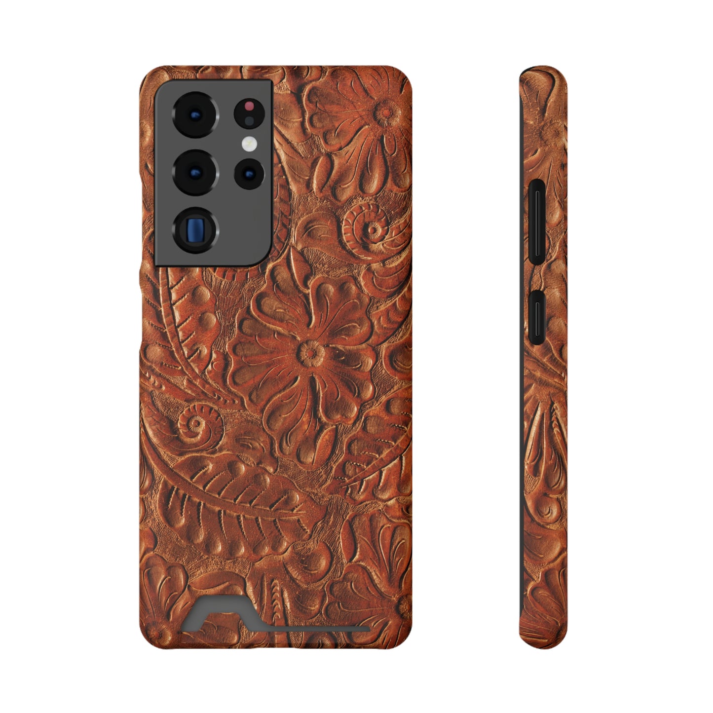 Flower Tooled Print Phone Case With Card Holder