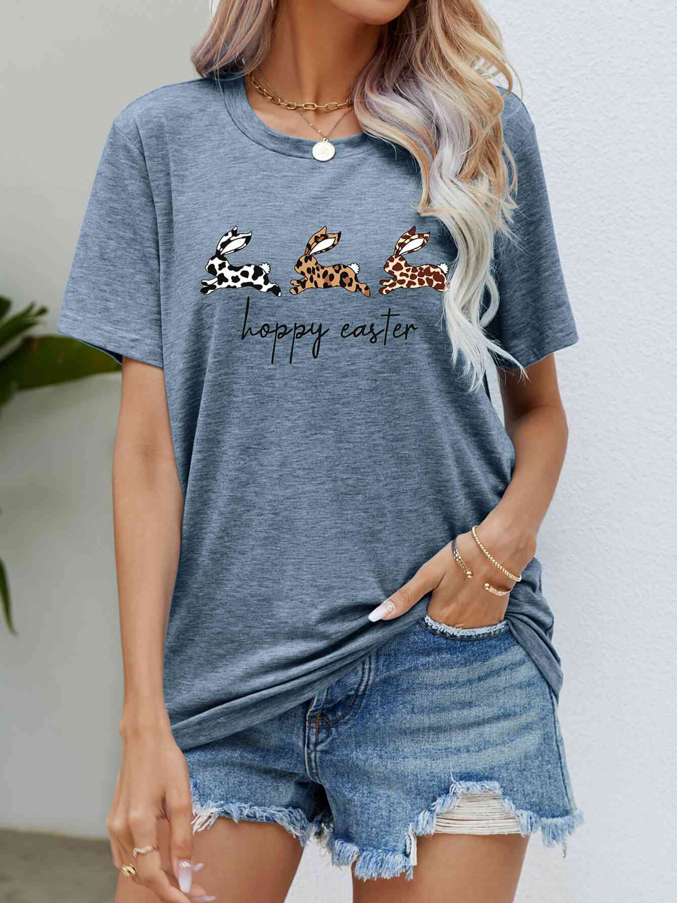 HOPPY EASTER Bunny Graphic Tee Shirt