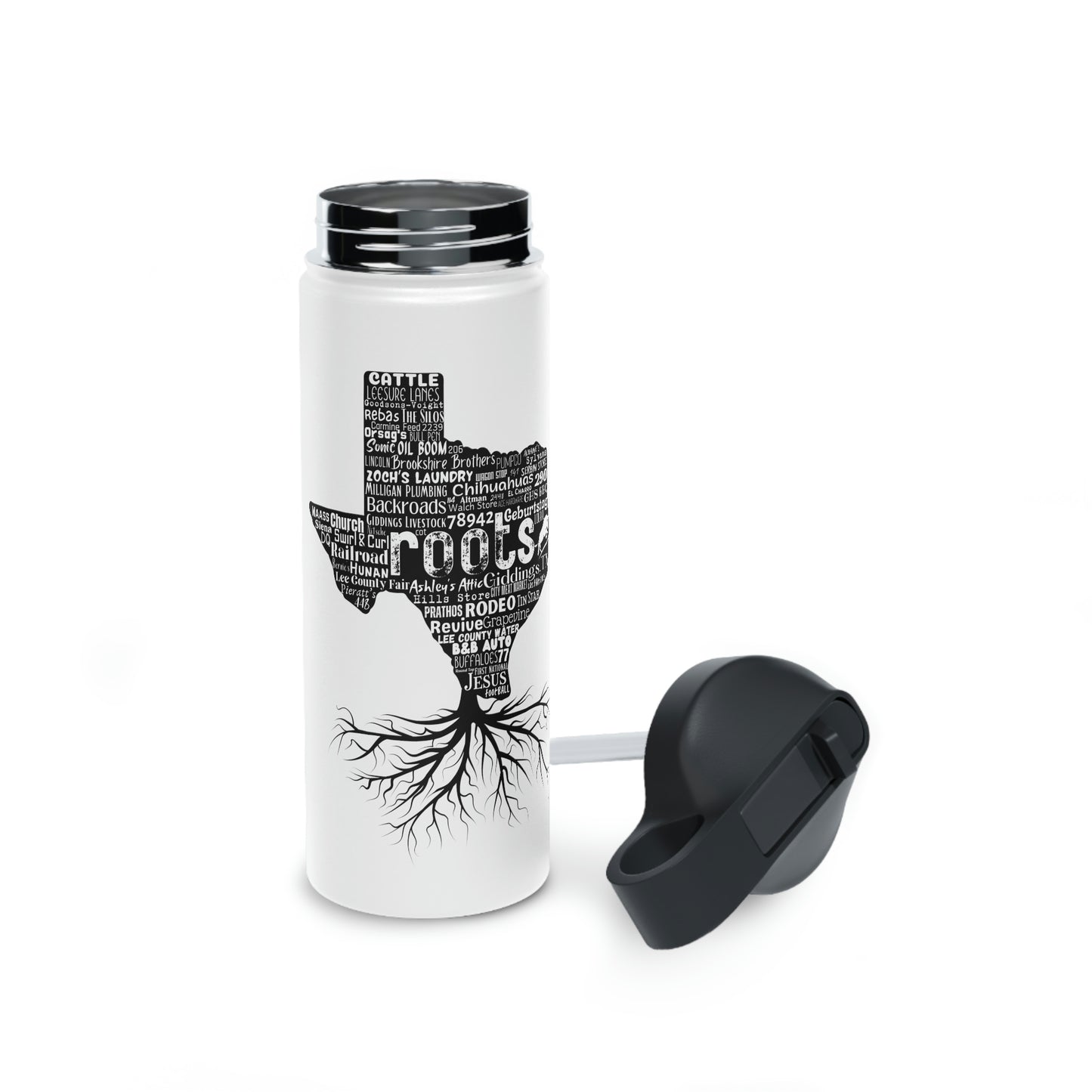 Giddings Roots Stainless Steel Water Bottle, Standard Lid