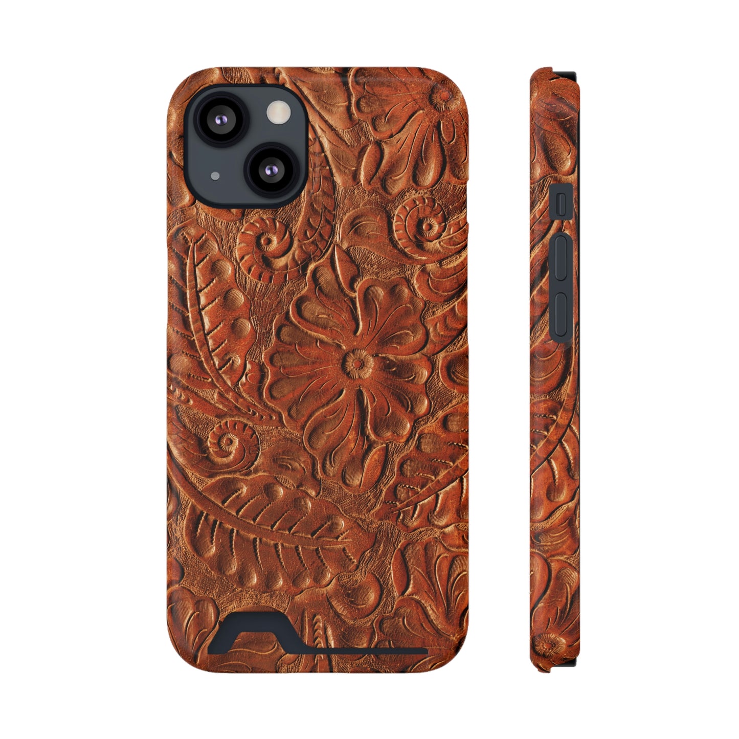 Flower Tooled Print Phone Case With Card Holder