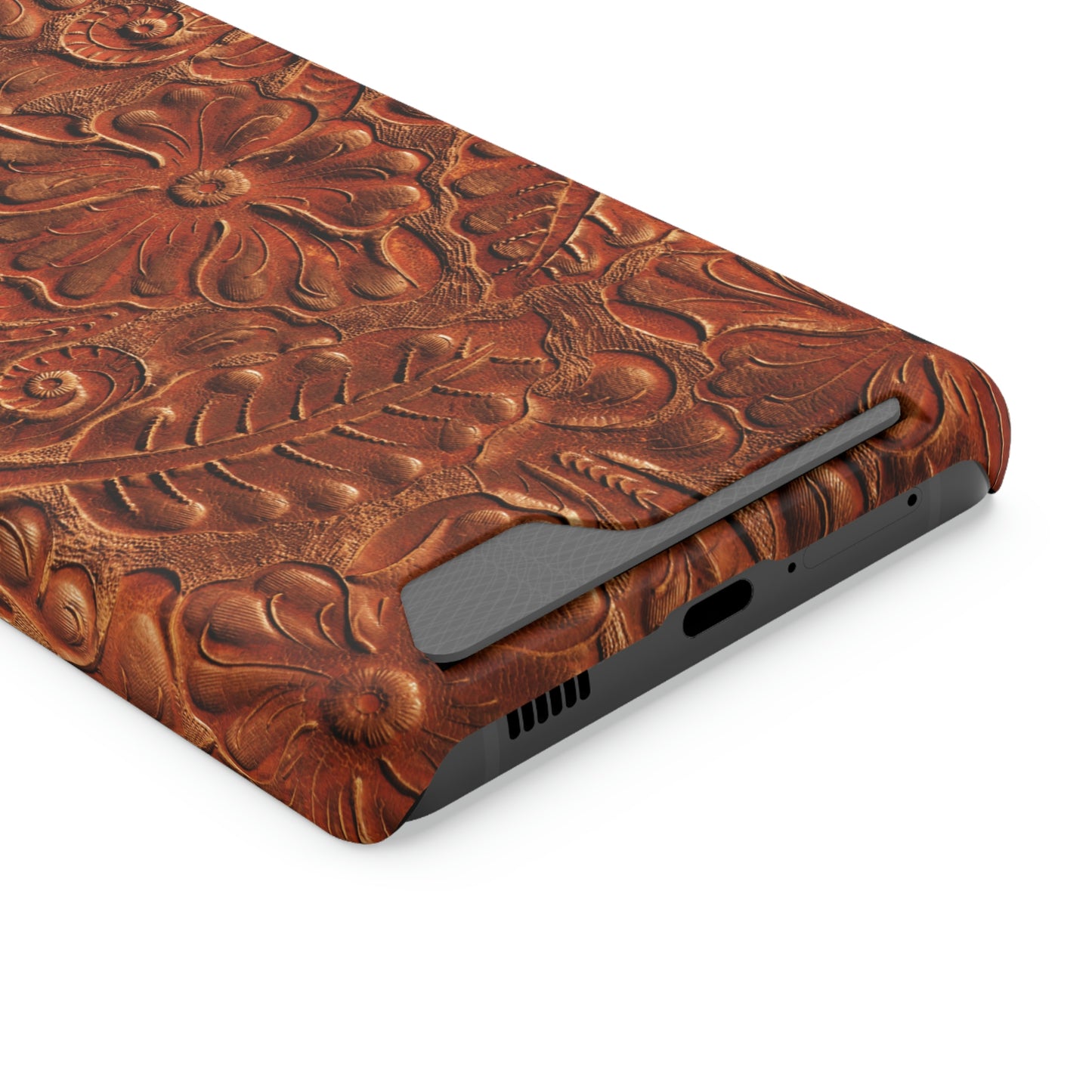 Flower Tooled Print Phone Case With Card Holder