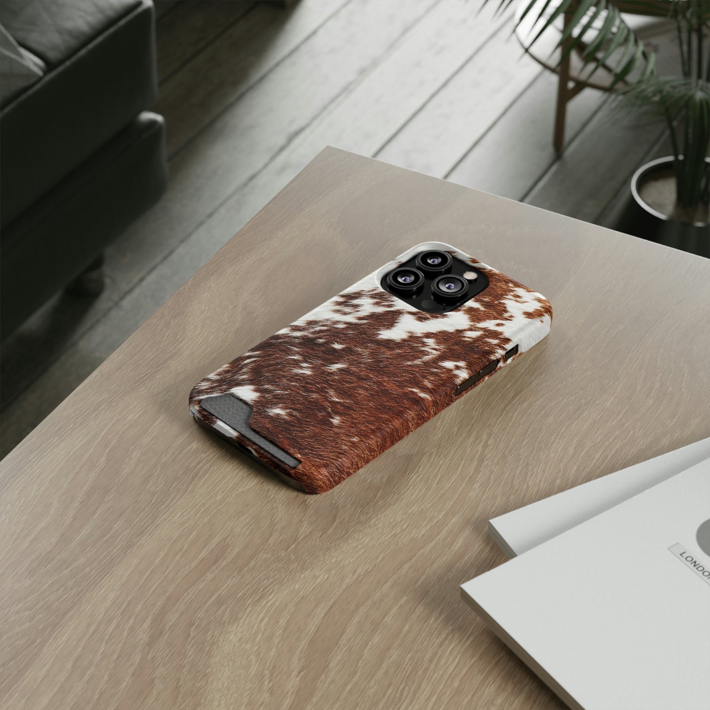 Cowhide Phone Case With Card Holder