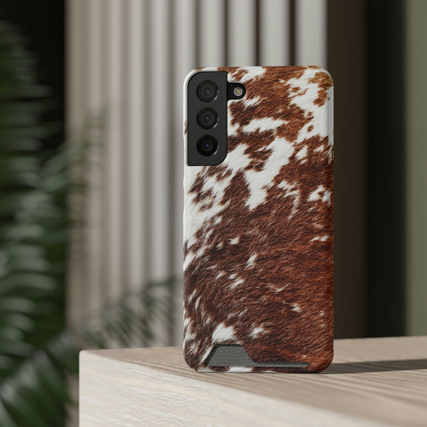 Cowhide Phone Case With Card Holder