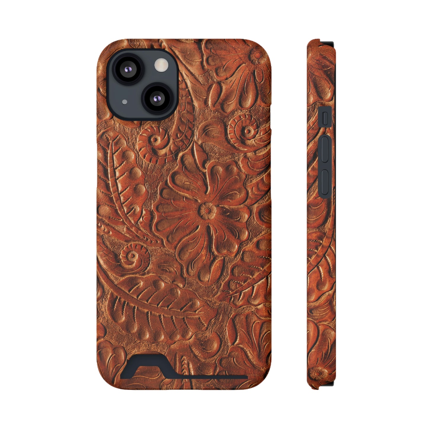 Flower Tooled Print Phone Case With Card Holder