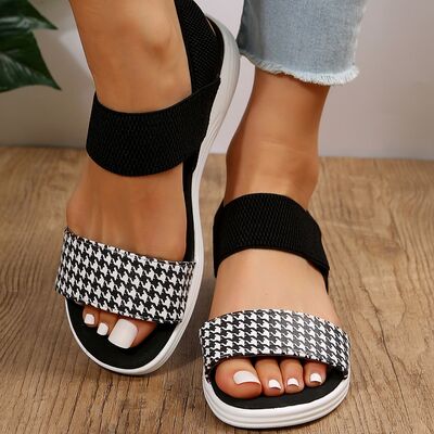 PU Leather Open Toe Low Heel Sandals