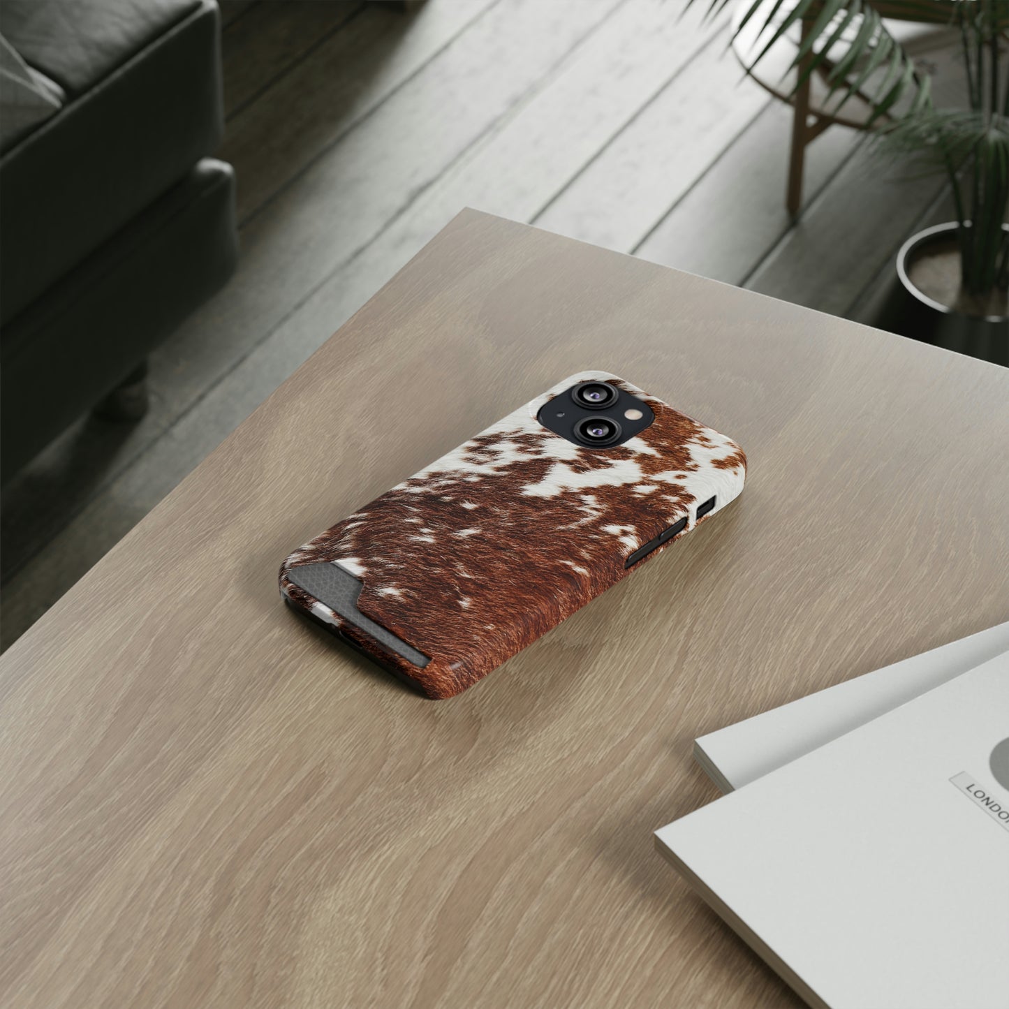 Cowhide Phone Case With Card Holder