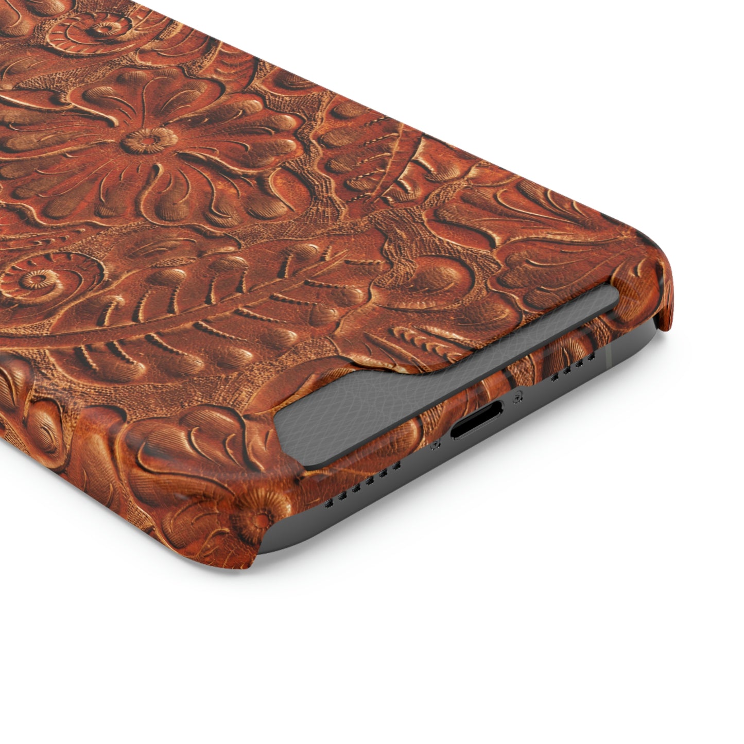 Flower Tooled Print Phone Case With Card Holder