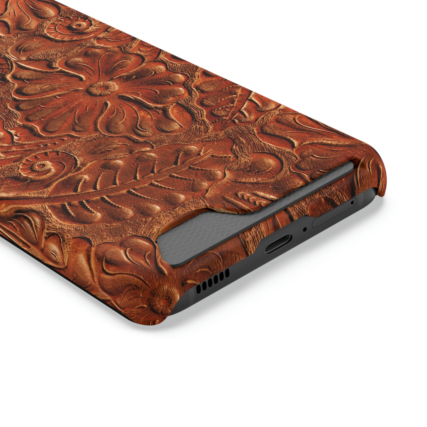 Flower Tooled Print Phone Case With Card Holder