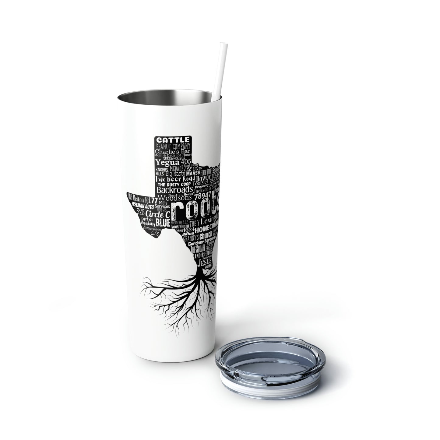 Lexington Roots Skinny Steel Tumbler with Straw, 20oz