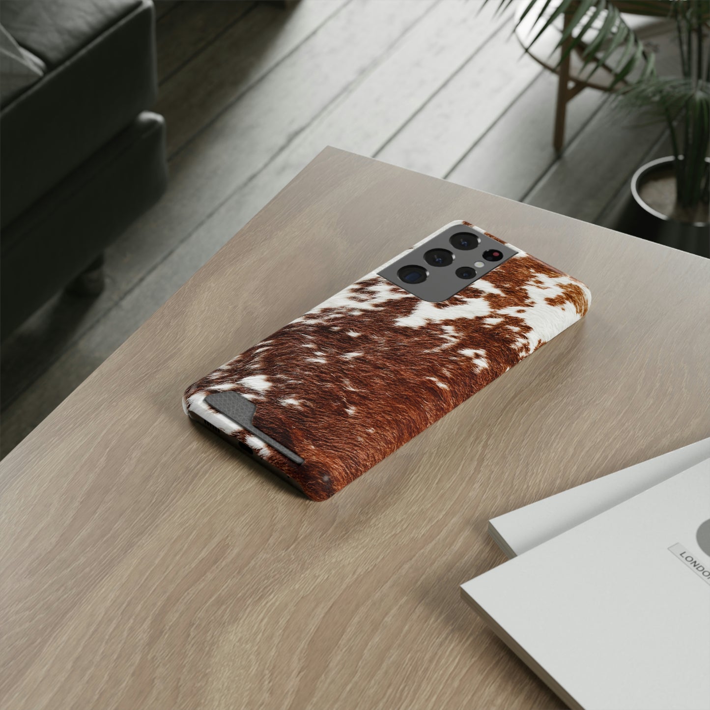 Cowhide Phone Case With Card Holder