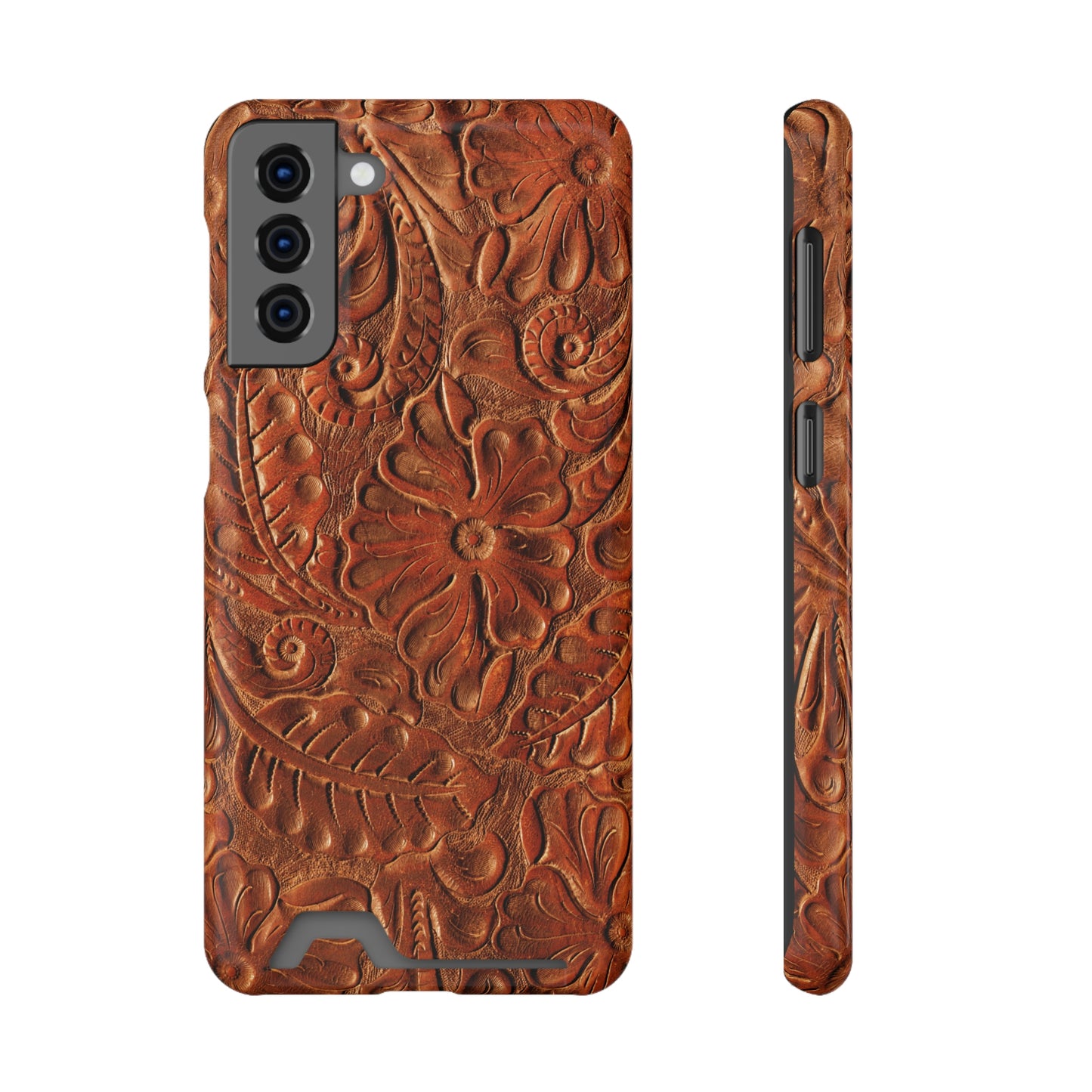 Flower Tooled Print Phone Case With Card Holder