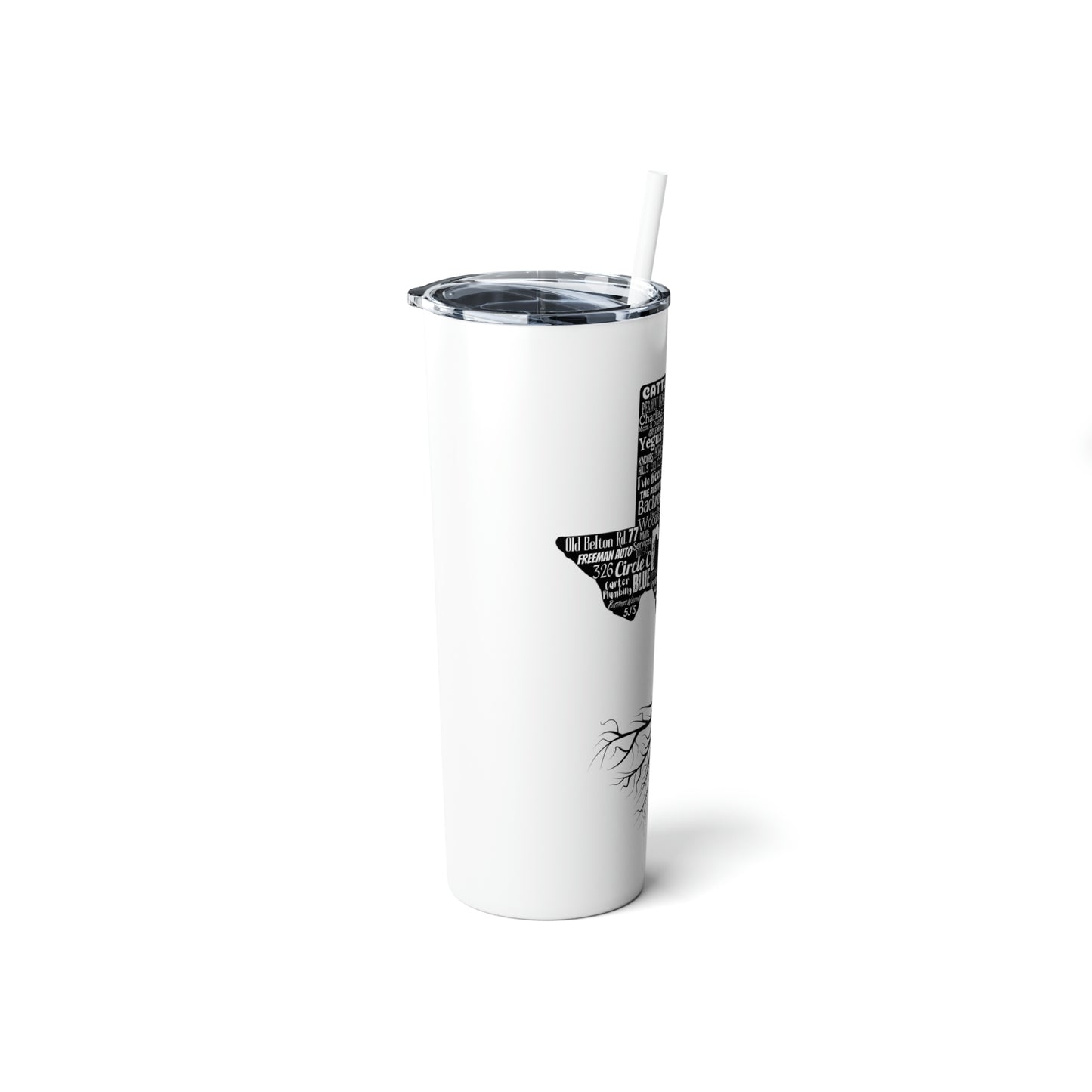 Lexington Roots Skinny Steel Tumbler with Straw, 20oz