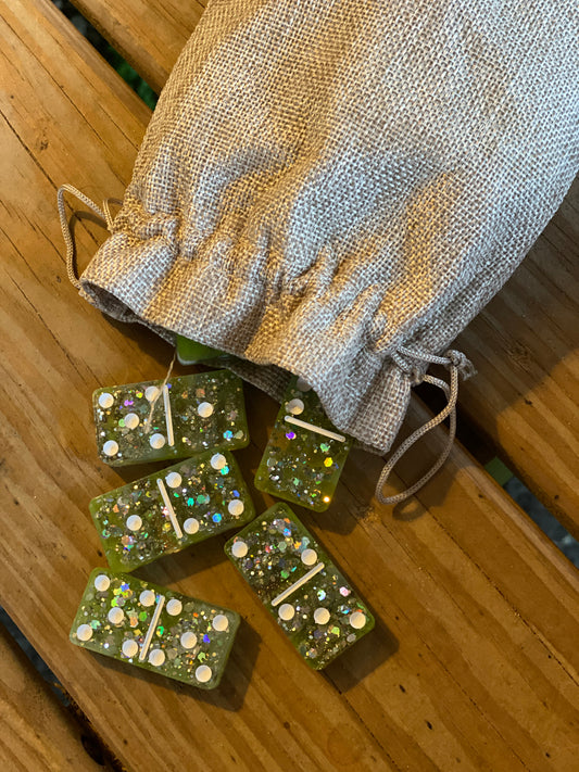 Green Glitter domino set