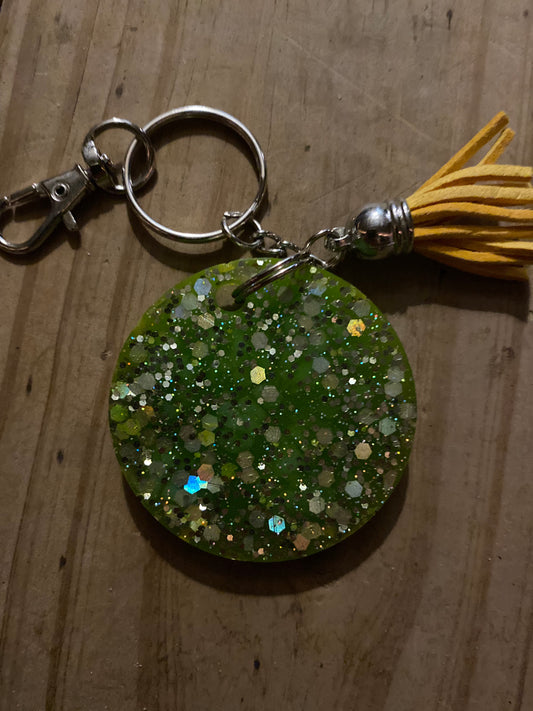 Green sparkle Tassel keychain